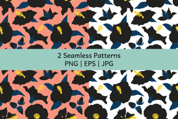 2 Hibiscus Flower Patterns Digital Paper