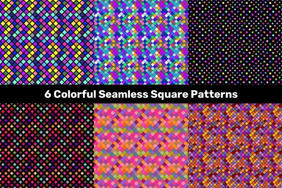 6 Colorful Seamless Square Patterns: A Versatile Design Resource