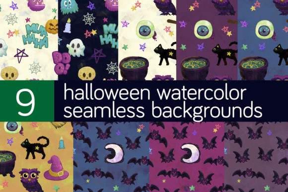 9 Seamless Watercolor Halloween Patterns: A Creative Resource for All