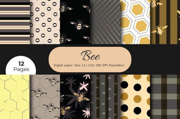 Bee Printable Digital Paper Patterns: A Creative Resource for Every Project