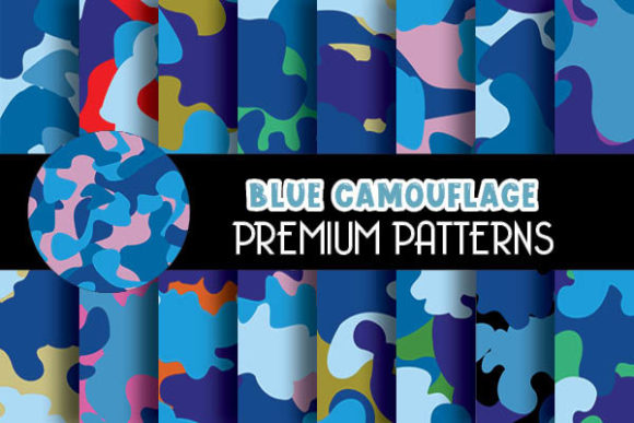 Blue Camouflage Digital Papers Patterns