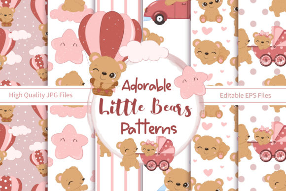 Cute Little Bears Seamless Patterns for Creative Projects