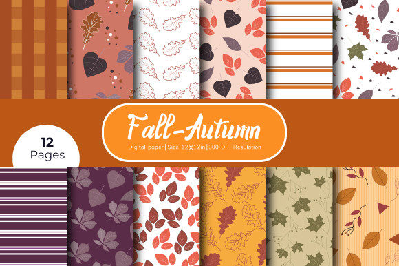 Fall Autumn Digital Paper Patterns for Creative Workflows