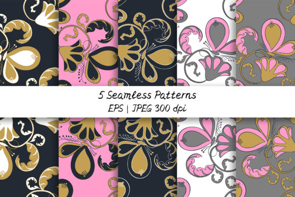 Flower Butterfly Digital Papers Patterns for Creative Designers
