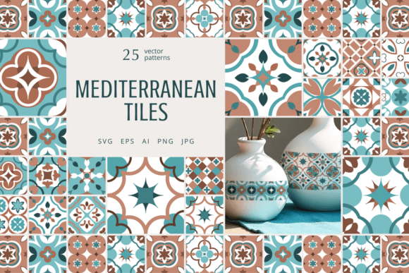 Mediterranean Tiles Vector Patterns