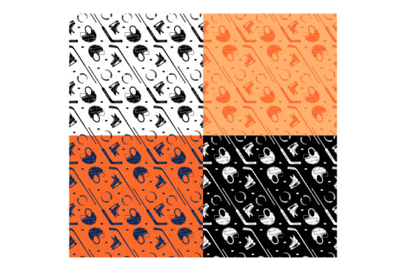 Patterns with Clubs, Helmets, Ice Hockey