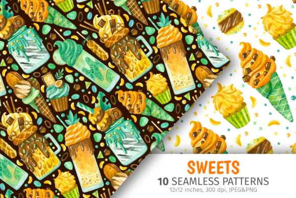 Sweets Seamless Patterns, Digital Paper