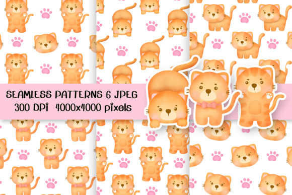 Watercolor Cute Cats Seamless Patterns: A Delightful Design Resource